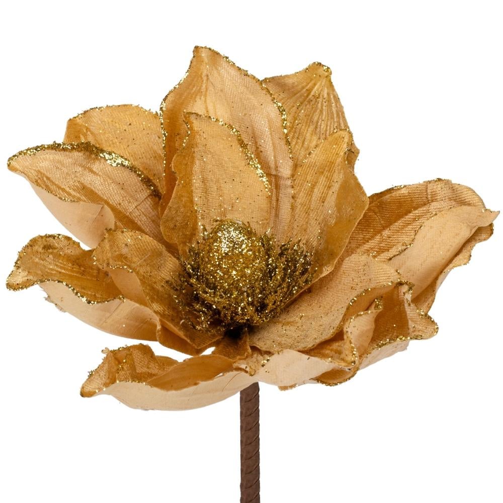 Цветок новогодний декоративный Вдохновение 45 см 3 шт. Золотой (9171-030)