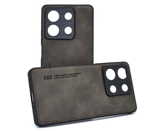 Кожаный чехол - накладка X&E для Xiaomi Redmi Note 13 5G с металлической вставкой Черный