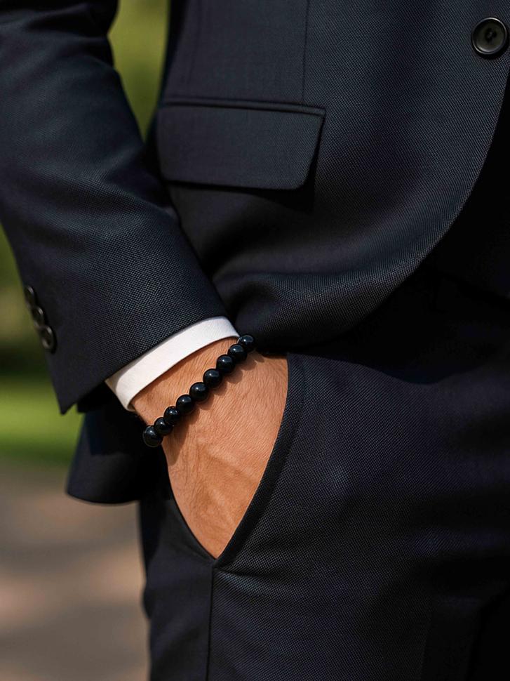 Браслет мужской турмалиновый (4777)