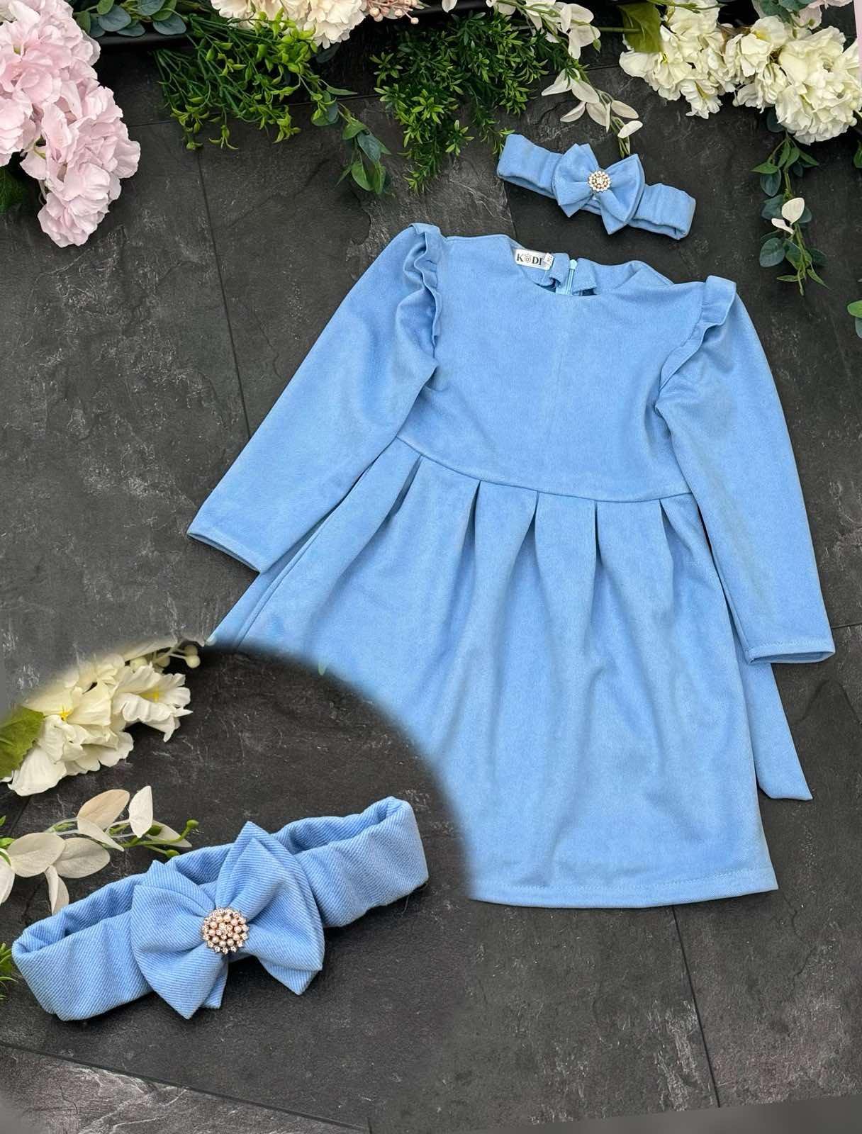 Платье детское из мягкого замшевого материала 110 см Голубой (24086622) - фото 2 Платье детское из мягкого замшевого материала 110 см Голубой (24086622) - фото 2