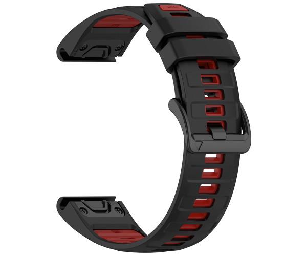 Ремешок Sport Silicone Dual Color для Garmin Fenix 8 51 мм/Tactix 8 51 мм 26 мм​​ черно-красный