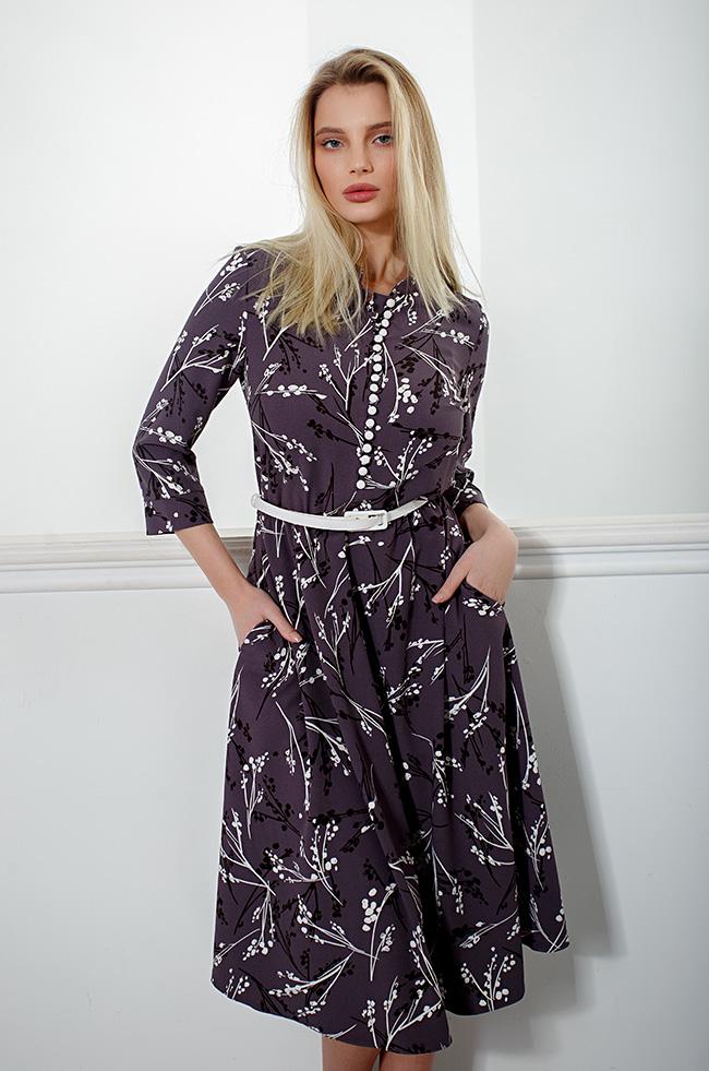 Платье Lipar 3415 приталено в принт р. 42 Сиреневый (16915797)