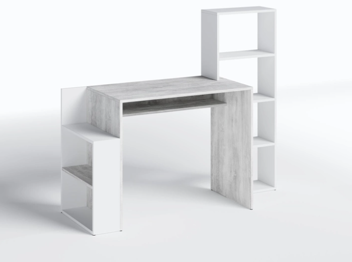 Письменный стол компьютерный для школьника 1450х1220х500 мм Бетон/Белый (561561) Письменный стол компьютерный для школьника 1450х1220х500 мм Бетон/Белый (561561)