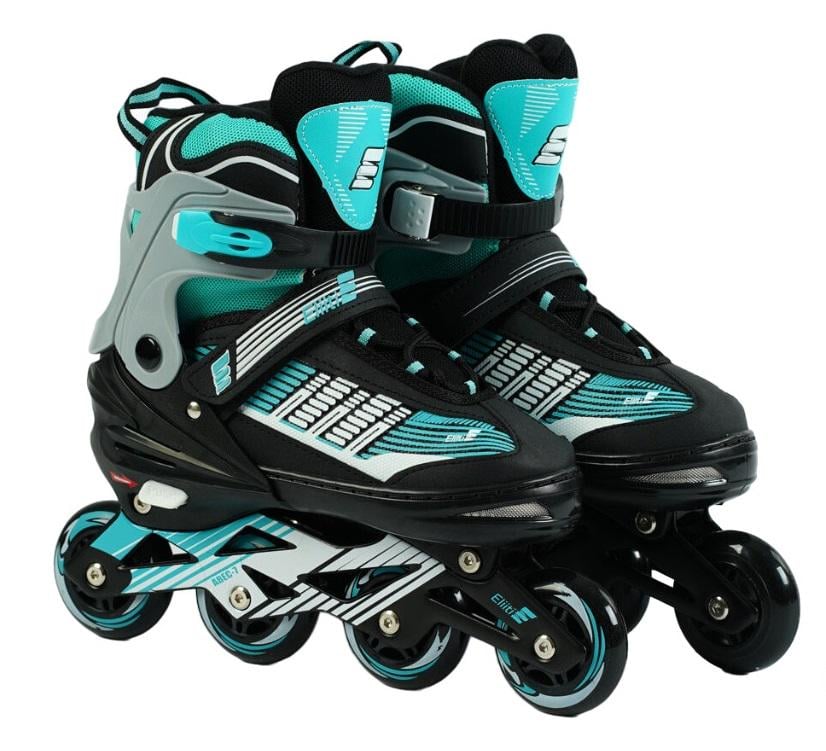 Роликовые коньки Best Roller PU светящиеся колеса 24-26 см р. 38-41 Black/Turquoise (151206)