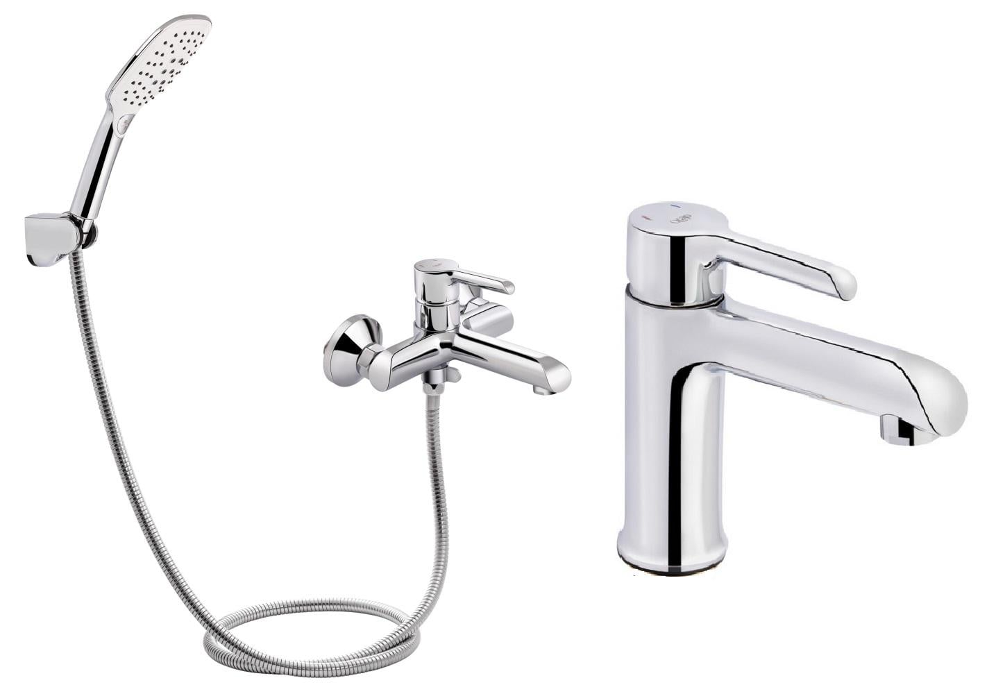 Комплект смесителей Q-tap 2в1 для ванны и умывальника с коротким изливом латунь Хром (3960139600) Комплект смесителей Q-tap 2в1 для ванны и умывальника с коротким изливом латунь Хром (3960139600)