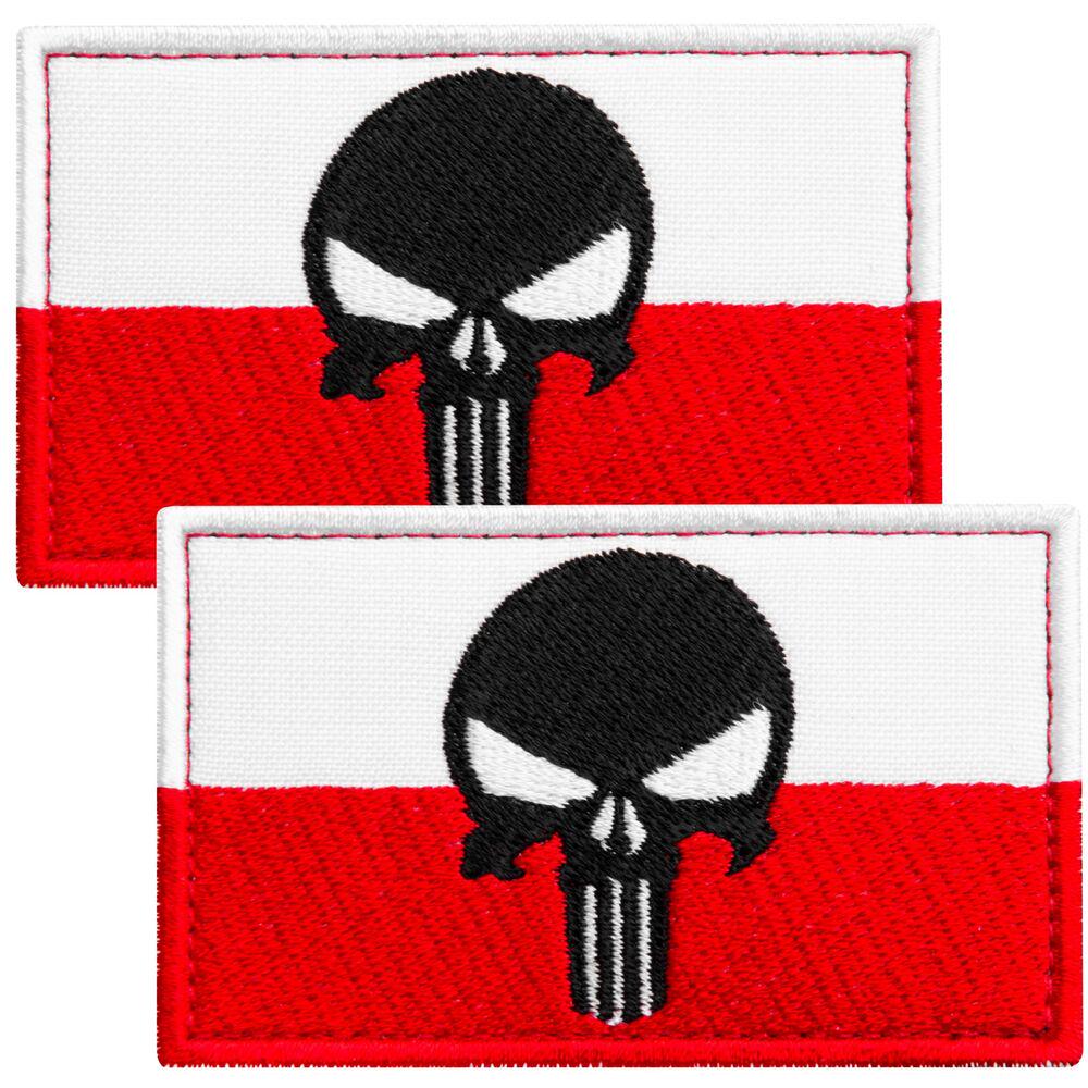 Набор шевронов на липучке Череп Карателя/Знамя Польши 5х8 см 2 шт. (25127)