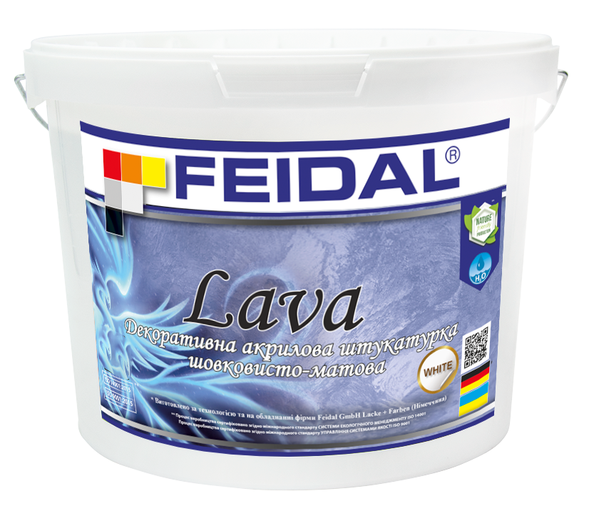 Декоративна акрилова штукатурка шовковисто-матова Feidal Lava 2,5 л Білий