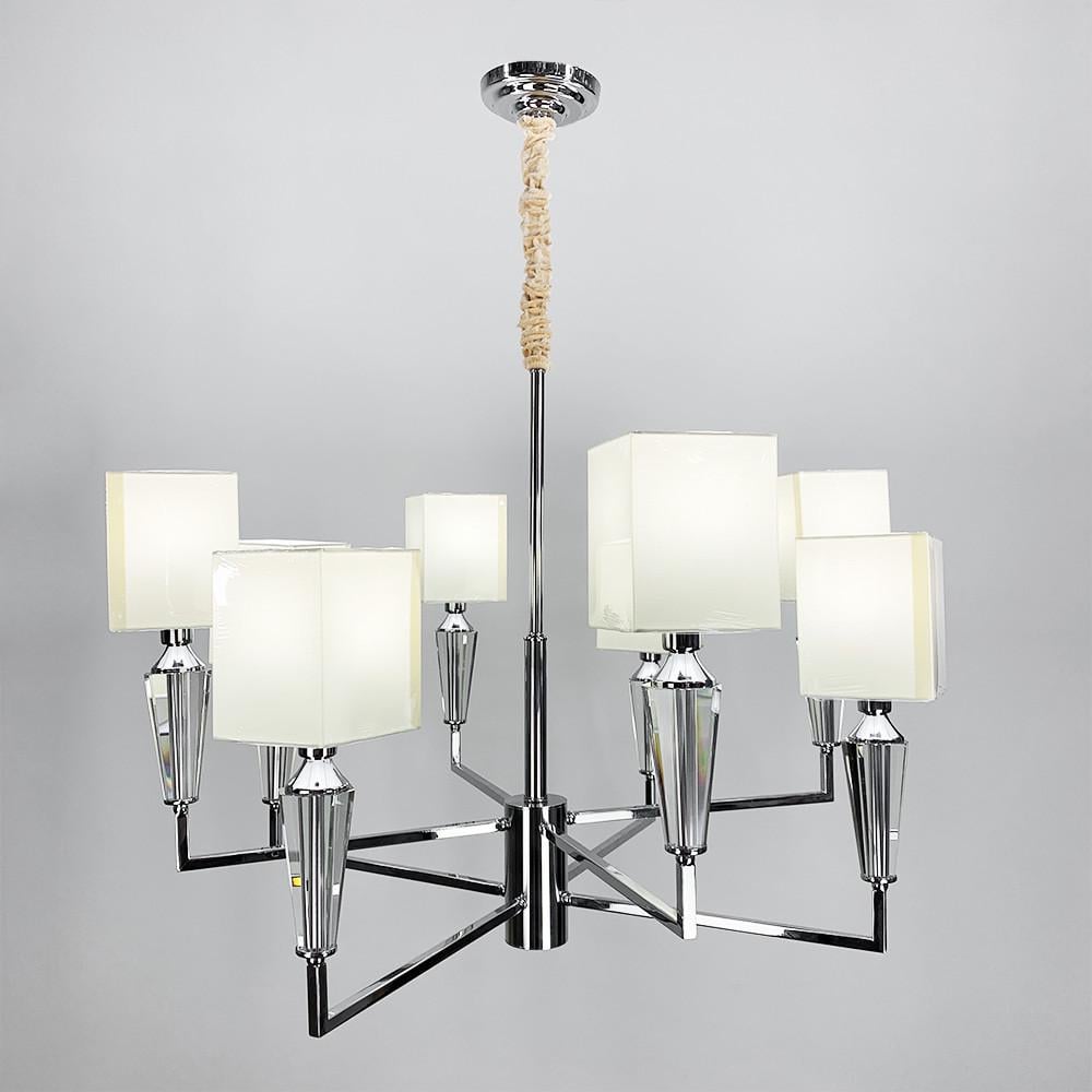 Люстра классическая на 8 квадратных белых абажуров Хром (AT30/8_576)