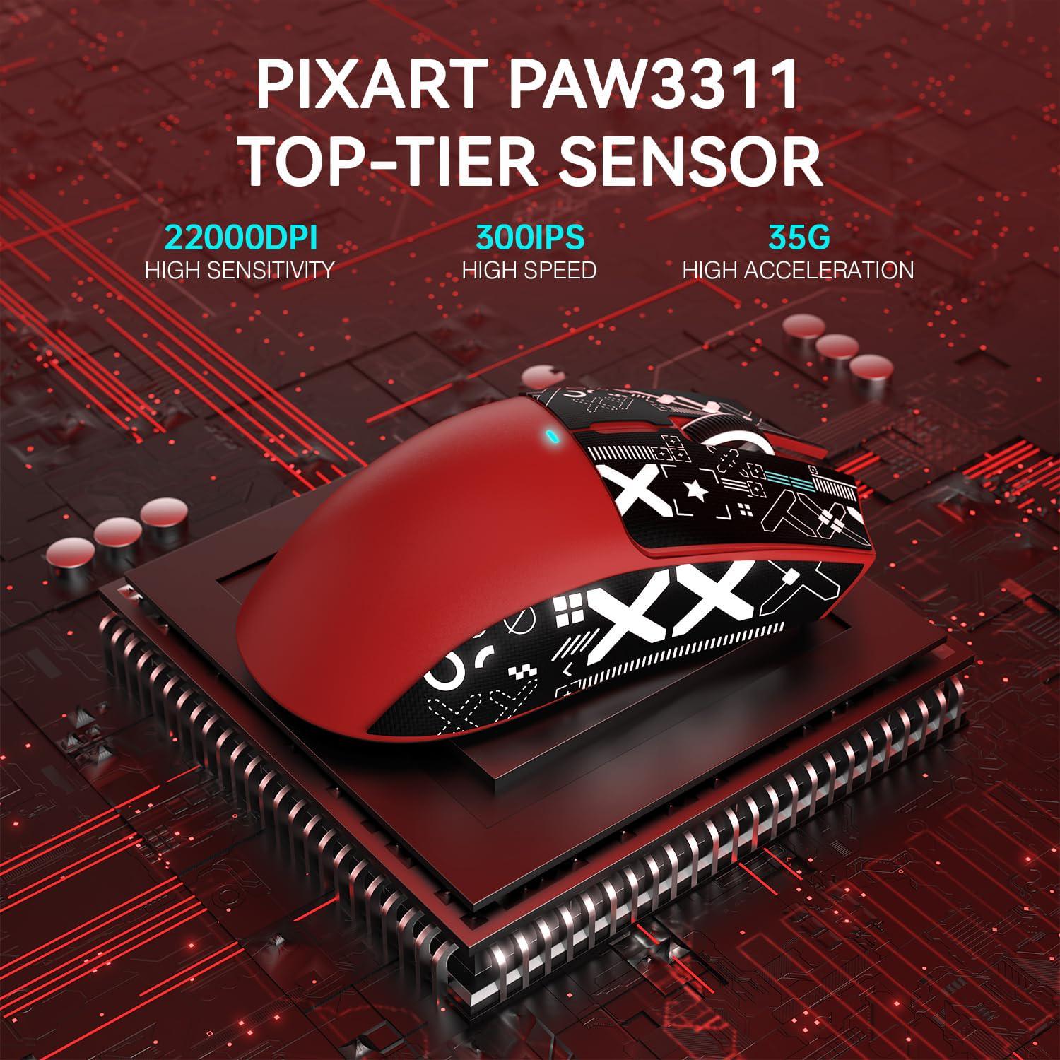 Миша ігрова бездротова attack shark X11 RGB 22K DPI PAW3311 6 кнопок для ПК/Mac Red - фото 5 Миша ігрова бездротова attack shark X11 RGB 22K DPI PAW3311 6 кнопок для ПК/Mac Red - фото 5