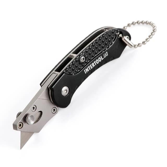 Нож трапецевидный Intertool HT-0532 складной SK5/алюминиевая рукоятка 9 мм (10090711)