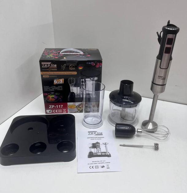 Блендер ручной погружной ZepLine ZP-117 на подставке со сменными насадками 6в1 1500 Вт Черный (30146331) - фото 3