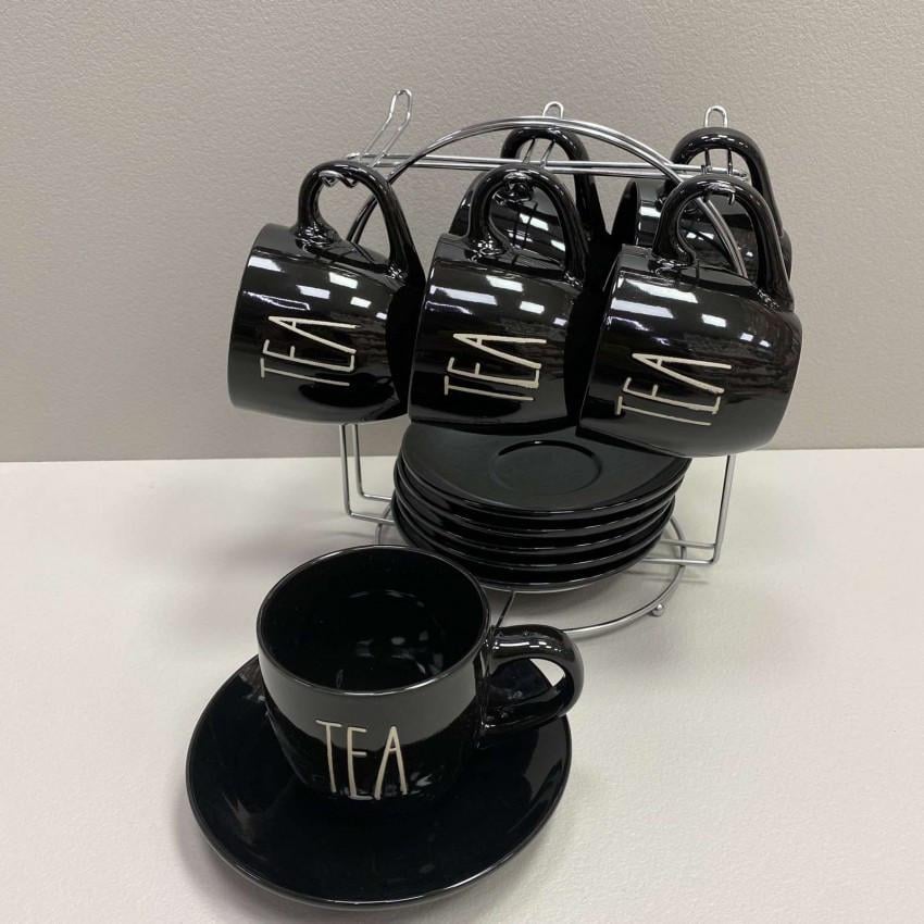 Сервиз чайный фарфоровый S&T 1529-18 на стойке 230 мл 12 пр. Black (2203353703) - фото 3 Сервиз чайный фарфоровый S&T 1529-18 на стойке 230 мл 12 пр. Black (2203353703) - фото 3