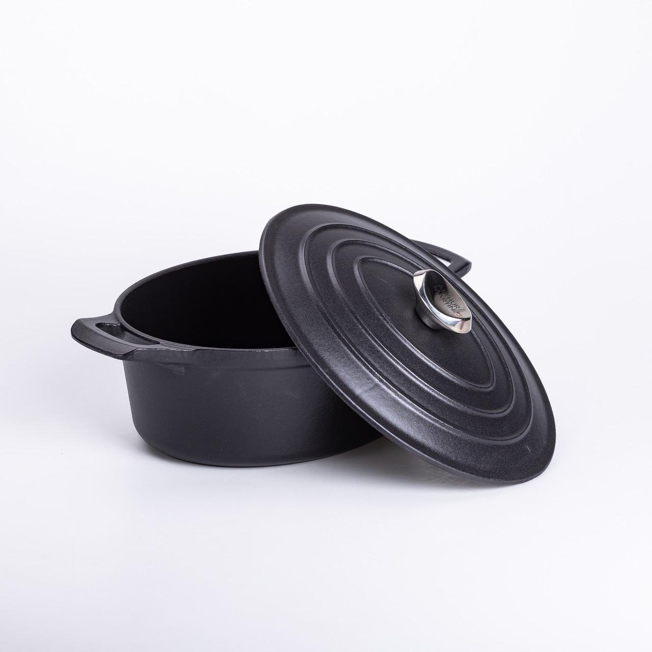 Гусятниця чавунна з кришкою 22 см 3 л Чорний (6828)