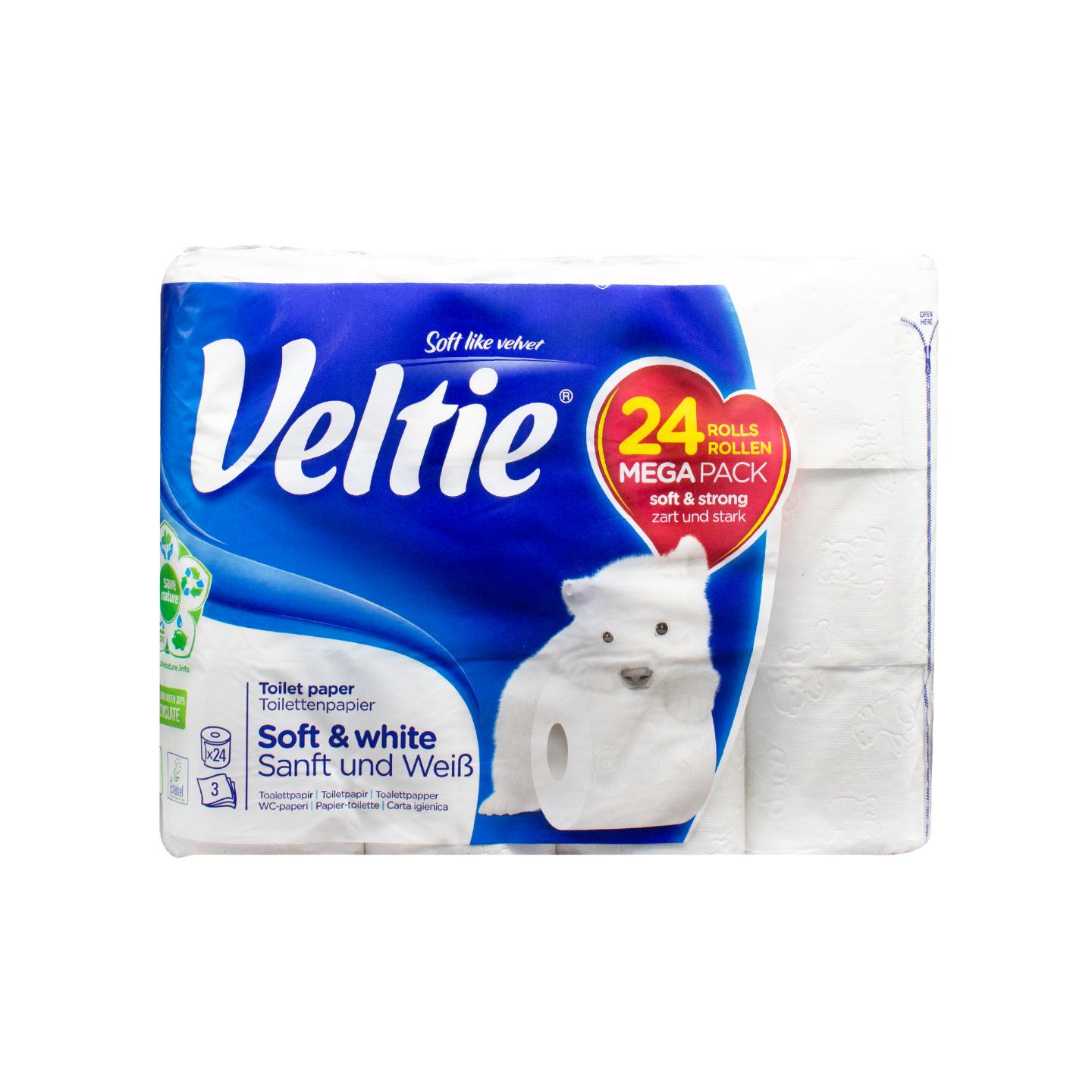 Туалетний папір Veltie Soft White 24 рулонів 3 шари