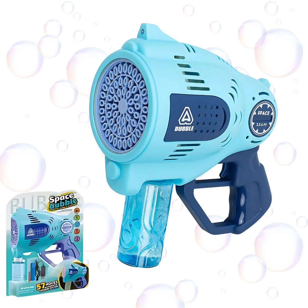 Пистолет мыльных пузырей для детей 57 отверстий с подсветкой Синий