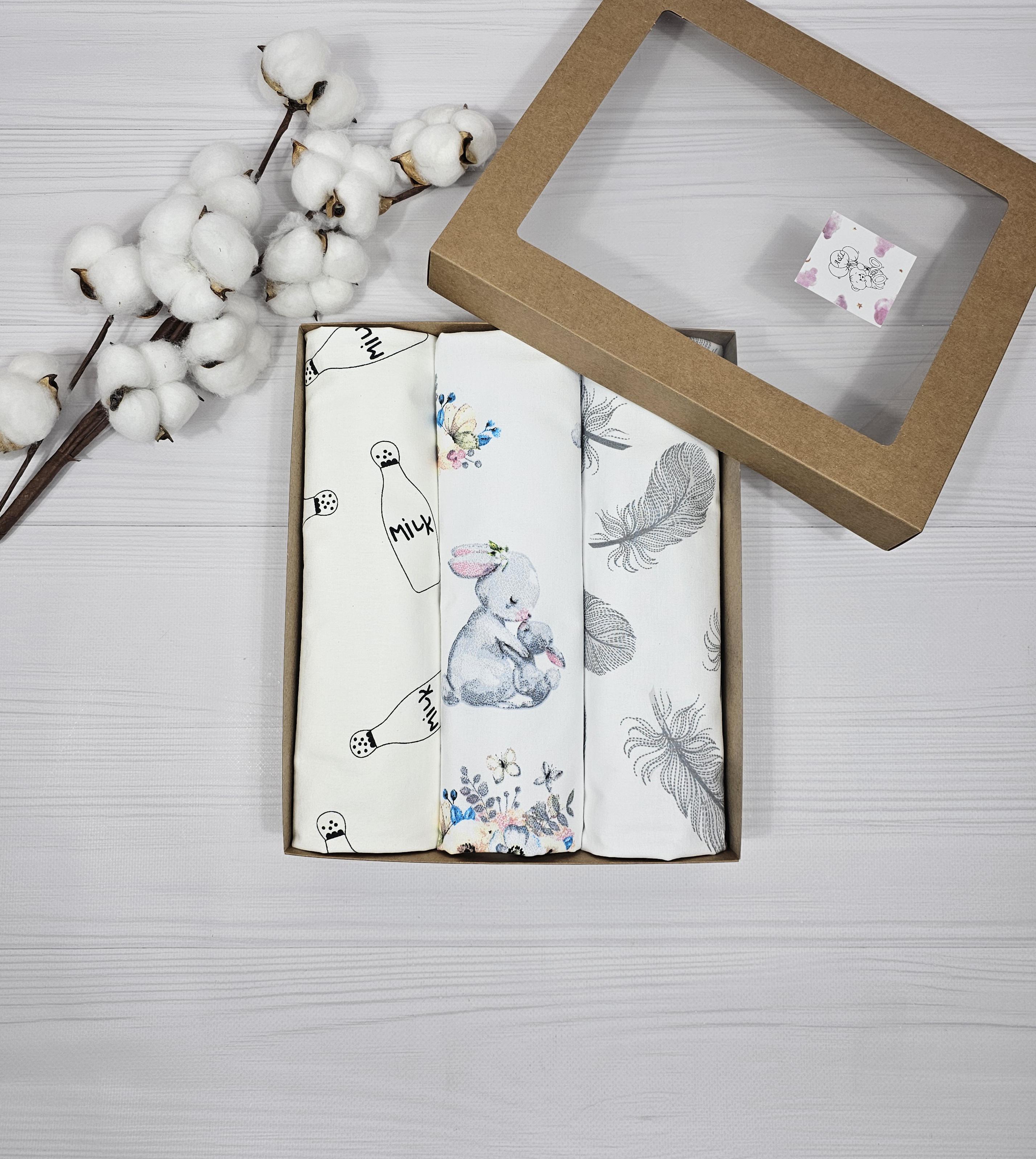 Набор детских пеленок a.l.babybox Зайчик с мамой 50х80 см 3 шт. Белый (23743584)