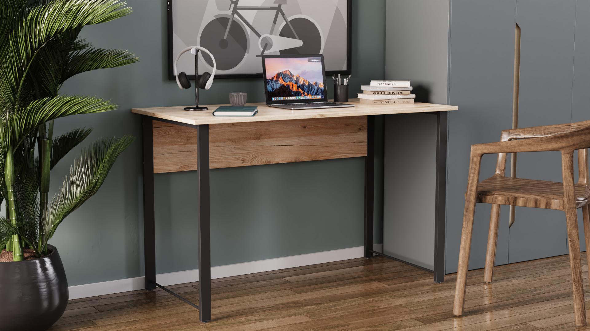 Комп'ютерний стіл Ferrum-decor Курт ДСП 16 мм 75x140x70 см Чорний/Дуб Сан-Маріно (FRD-103945)