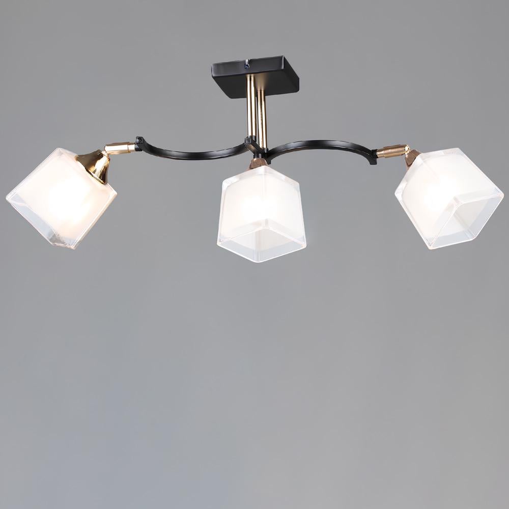 Люстра стельова Light House SR-20292/3 BK/FGD L640хW145хH250 E27 плафон білий з прозорим Чорний/Золотий
