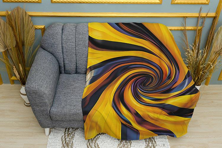 Плед Жовта спіраль Гарний візерунок плюш двошаровий 150х210 см (114250-3)