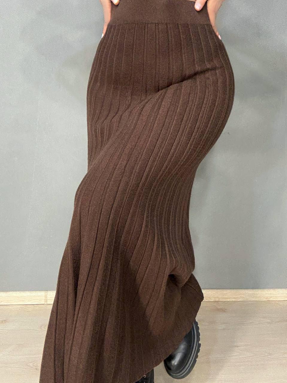 Юбка женская My fashion 8893 вязаная длинная макси плиссе трапеция OS Коричневый (5935) - фото 8 Юбка женская My fashion 8893 вязаная длинная макси плиссе трапеция OS Коричневый (5935) - фото 8