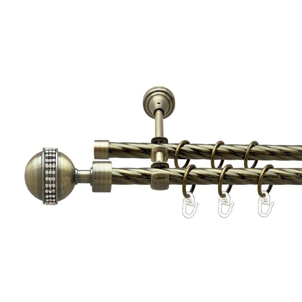 Карниз для штор Orvit Авея двухрядный 16/16 мм 160 см крученый Антик (2302759134)