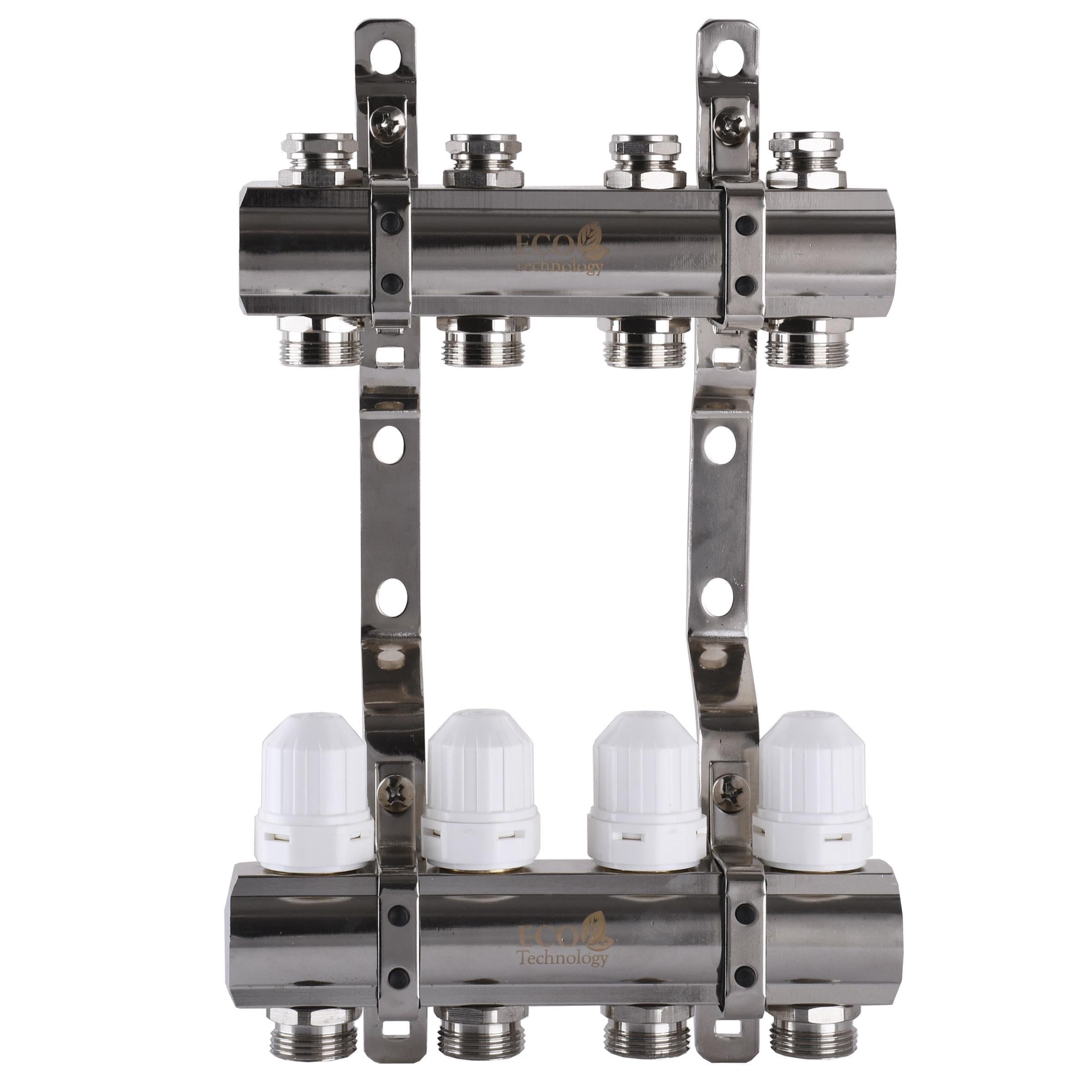 Коллектор с регуляторами и креплением ECO 001С 1″x4 (000008834)