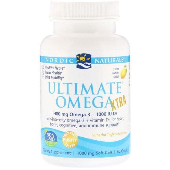 Омега 3 Nordic Naturals Ultimate Omega Xtra 1000 мг 60 Soft Gels Lemon