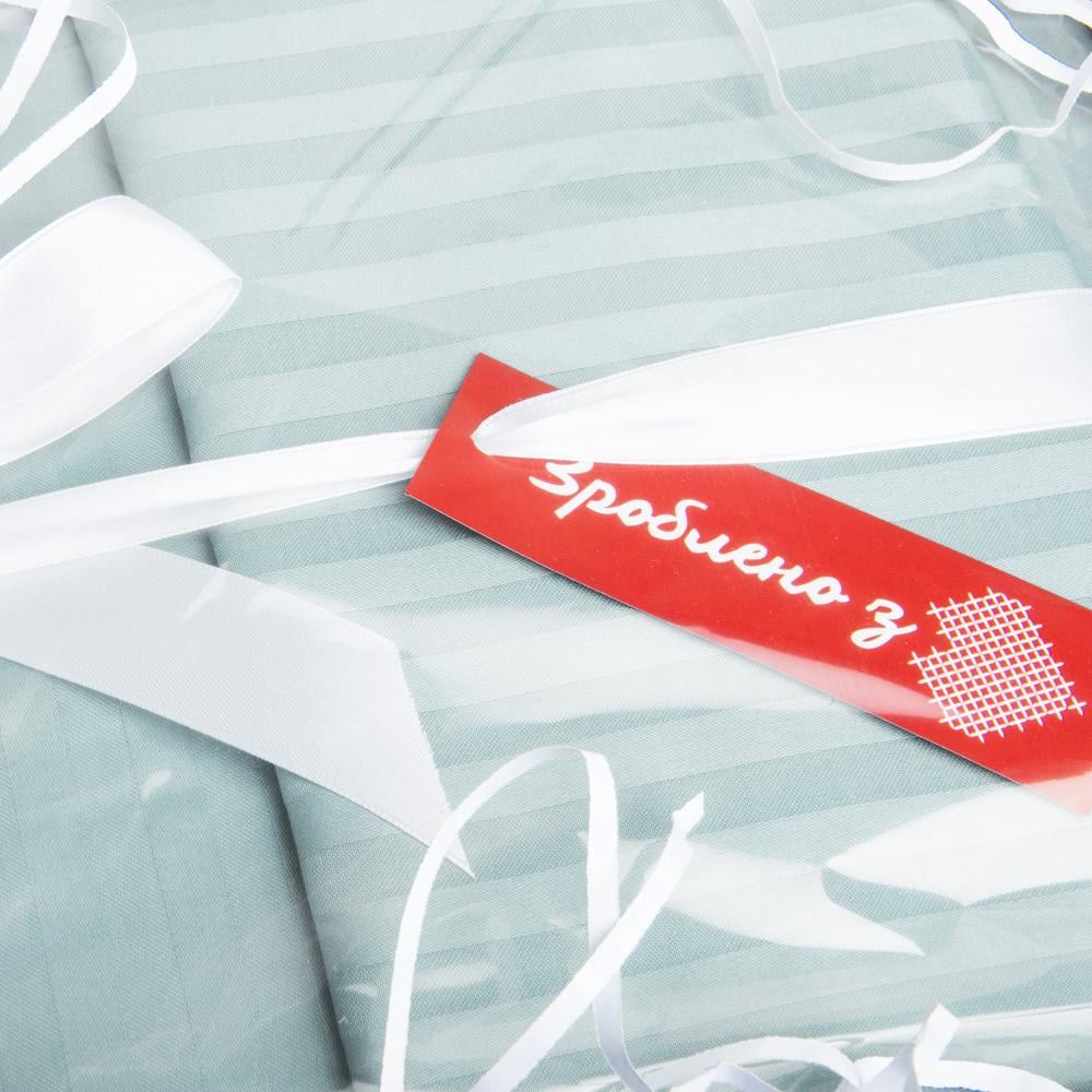 Комплект постельного белья евро сатин в полоску Мятный (26023) - фото 4 Комплект постельного белья евро сатин в полоску Мятный (26023) - фото 4