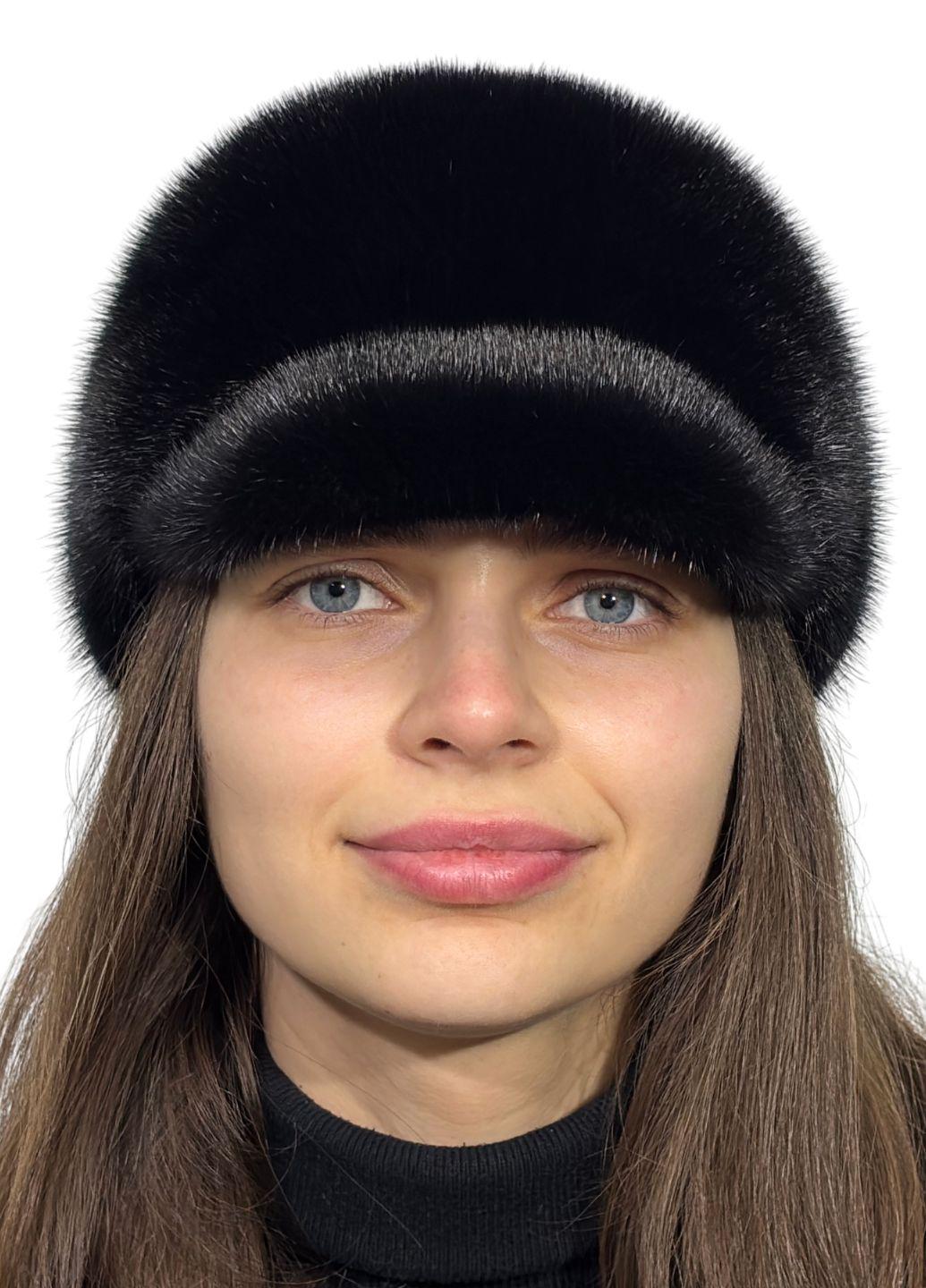 Женская жокейка Меховой стиль Жокейка из цельного натурального меха норки XL-XXL Черный (030)