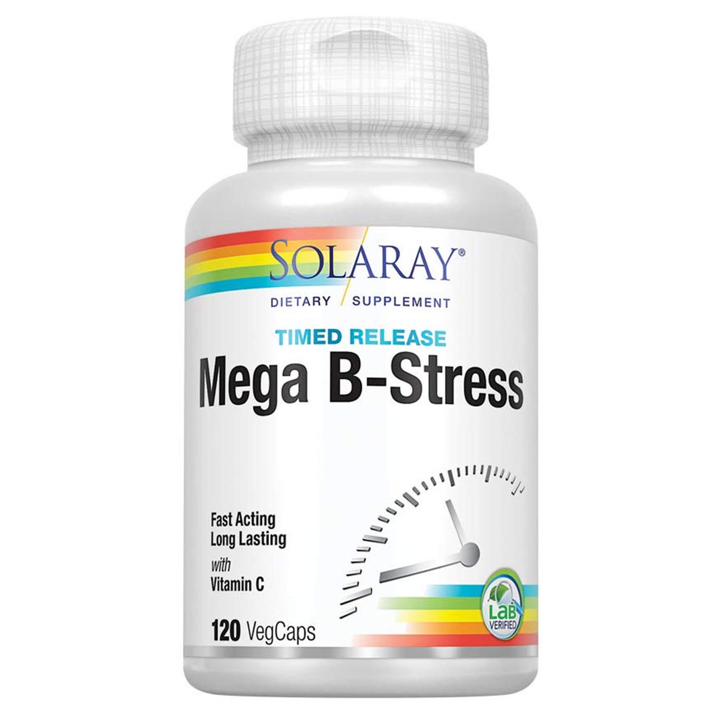 Комплекс вітамінів групи В Solaray Mega B-Stress Timed Release 120 Veg Caps