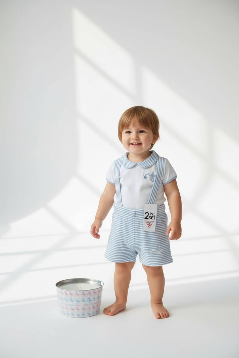 Подарочный комплект Guess боди/шорты 12 мес. 80 см Голубой (21627176)