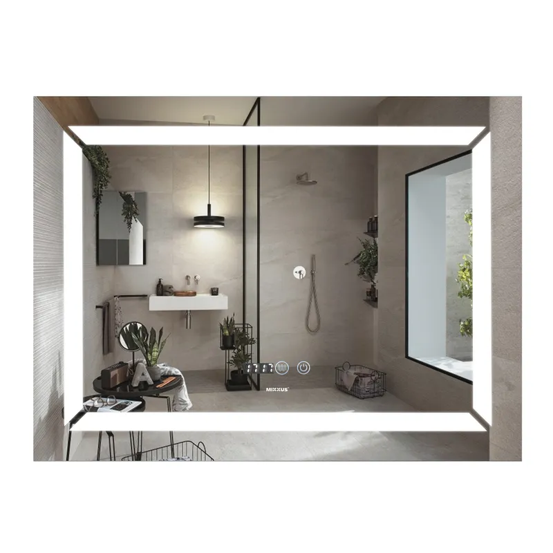 Дзеркало MIXXUS Light MR01-90x70 годинник/LED-підсвічування/антизапотівання (MI5999)