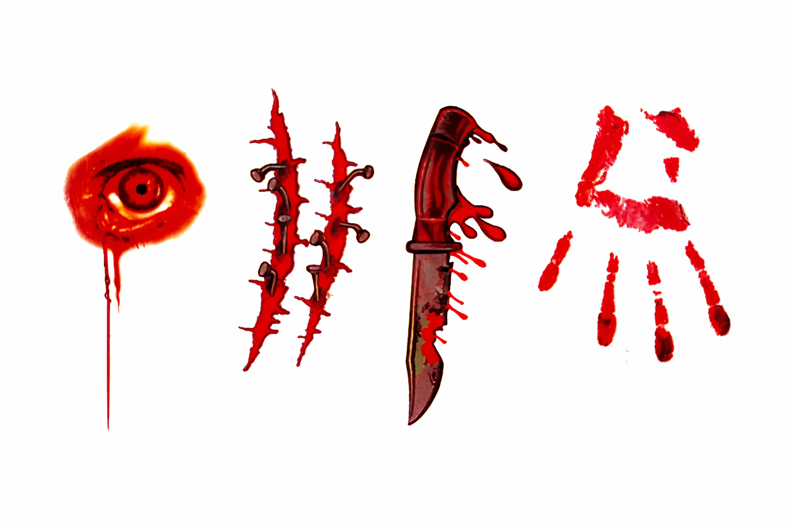 Татуировка временная Кровавые ножа 10x6 см Красный (R-29)