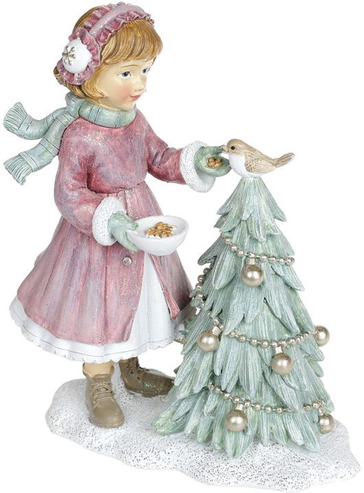 Декоративная статуэтка Девочка и Птичка 15х8х18 см полистоун (BD-707-952)