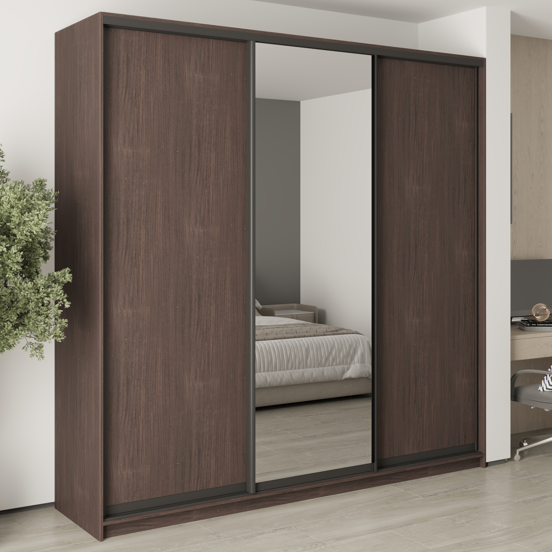 Шкаф-купе трехдверный Mebel Star Комбо BG MBS-9714 240х45х240 см Дуб ристрето (1009703)
