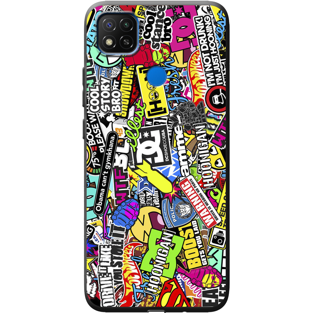 Чехол Boxface Xiaomi Redmi 9C Multicolored Inscriptions Черный силикон (40879-up880-41176)