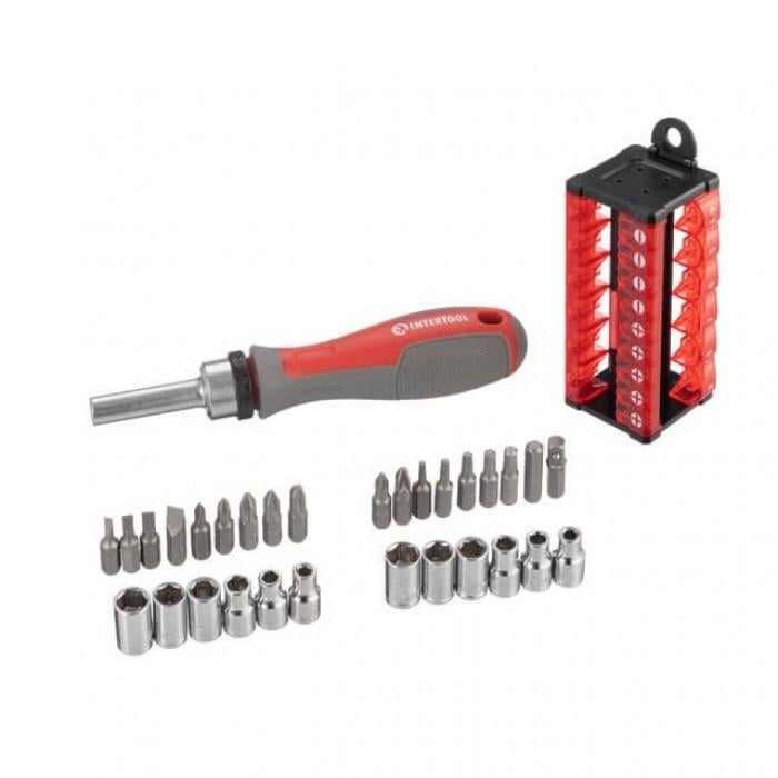 Отвертка с храповым механизмом и комплектом насадок Intertool VT-3374 31 шт.