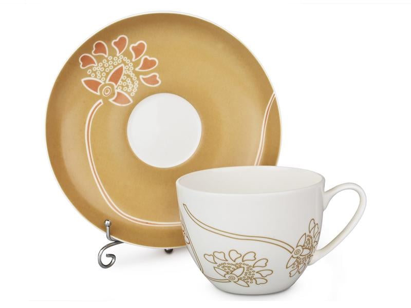 Чайний набір Lefard Квітка пустелі на 6 персон чашки 220 мл Коричнево-білий (440-014)