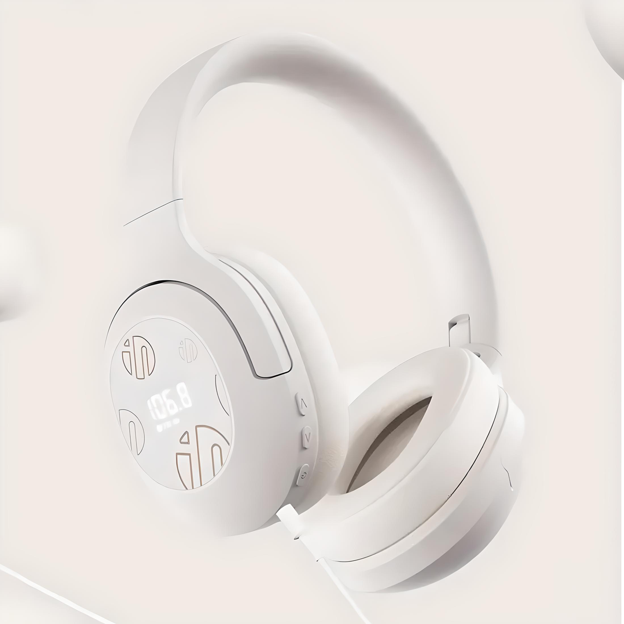 Наушники складные INPHIC H1S с беспроводным и проводным подключением/с FM-радио/часами Белый (2302902239)