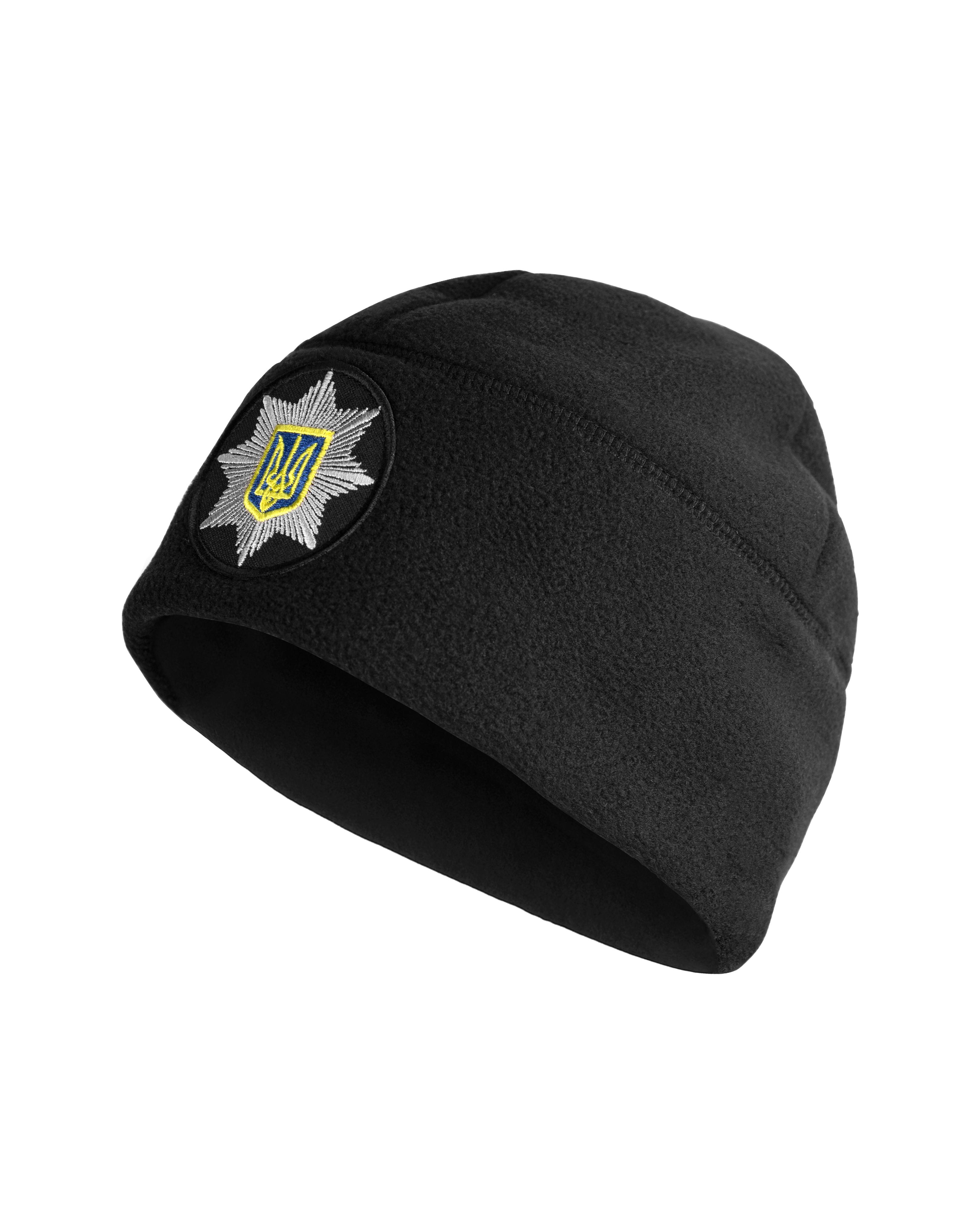 Шапка флисовая полиция с цветной кокардой р. 55 Черный (SHAP-7.1.55)