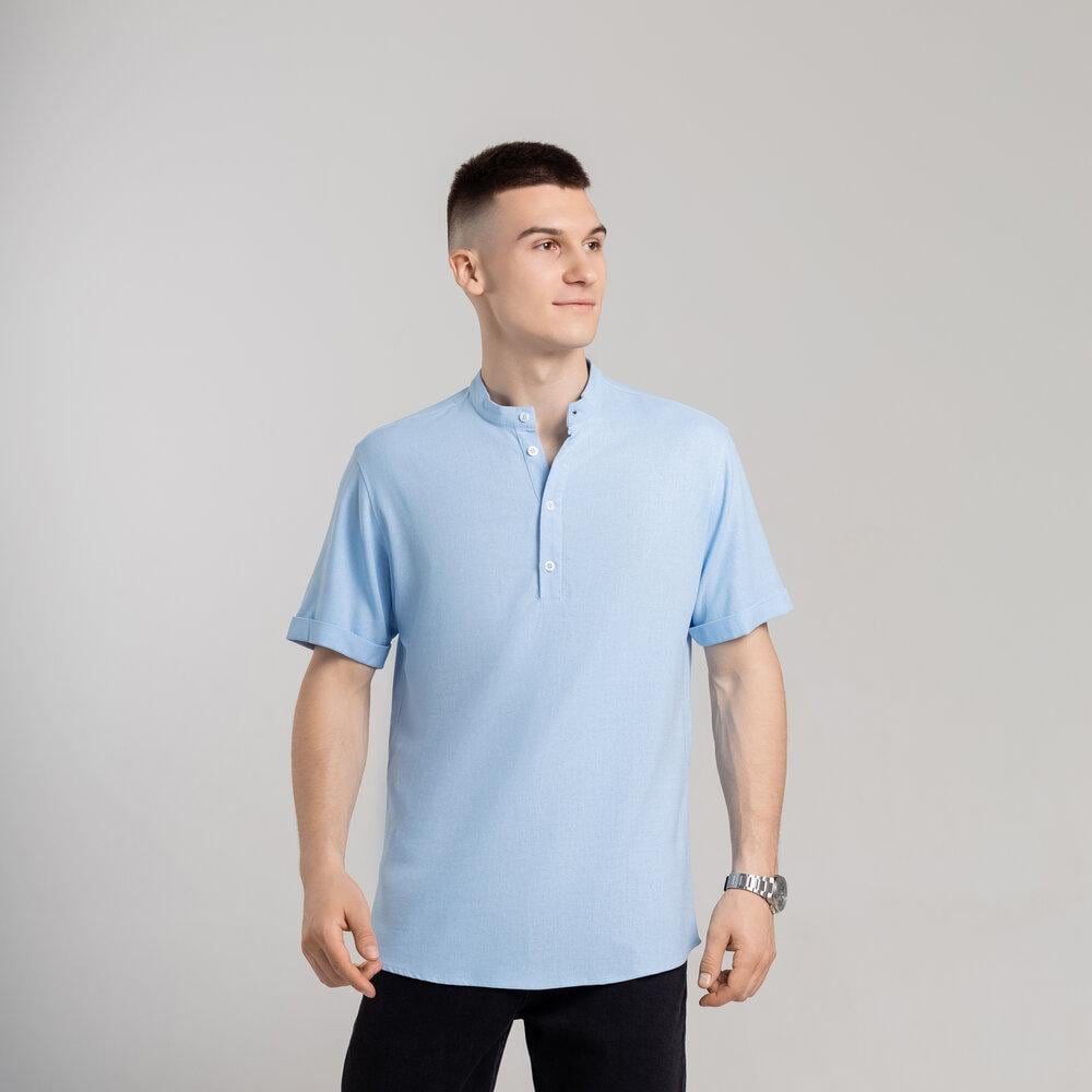 Рубашка мужская льняная Pobedov Molodist XL Голубой (24819/2/4)