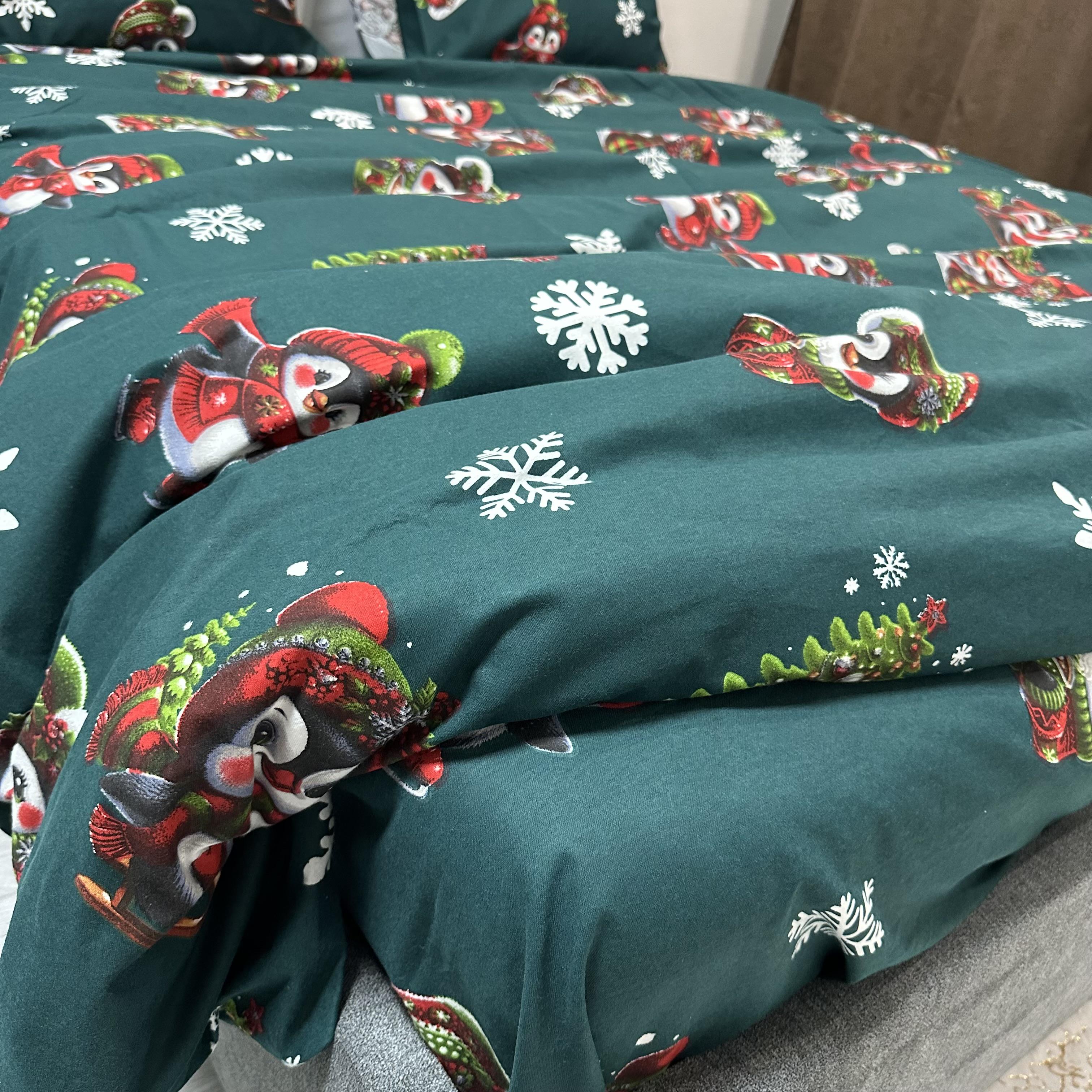 Комплект постільної білизни байкова Зимовий євро Зелений (байка 8-3) - фото 7