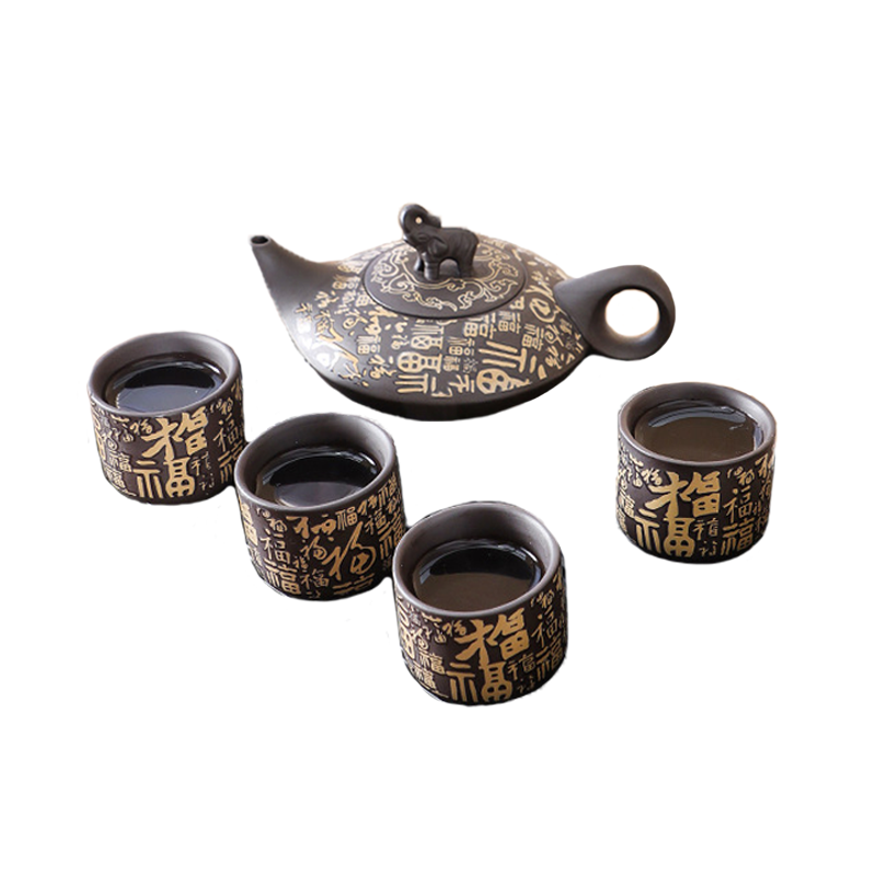 Набор для чая Lesko 028 Elephant из глины заварник 210 мл и пиалы 4 шт. (30393460)