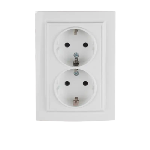 Розетка двойная с заземлением ElectroHouse Enzo 16 A IP22 Белый (EH-2111)