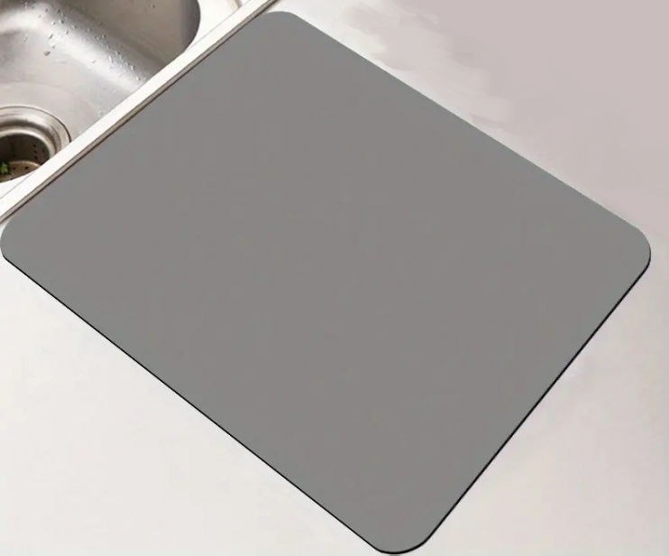 Коврик поглощающий нескользящий для сушки посуды абсорбирующий 49х39 см Серый Коврик поглощающий нескользящий для сушки посуды абсорбирующий 49х39 см Серый