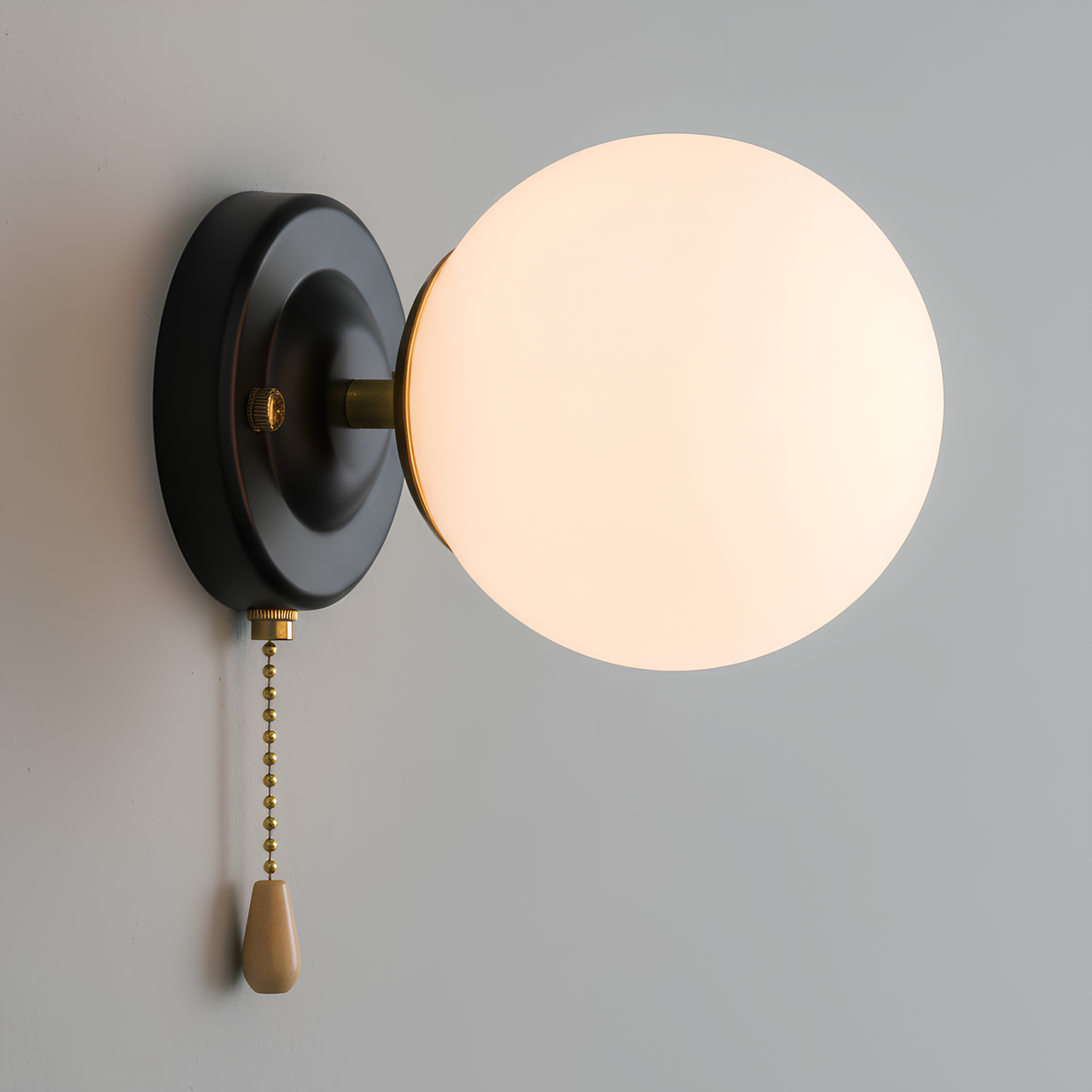 Бра Valeso з матовим круглим плафоном під одну лампу Е27 Чорний/Мідний (B N6650/1W)