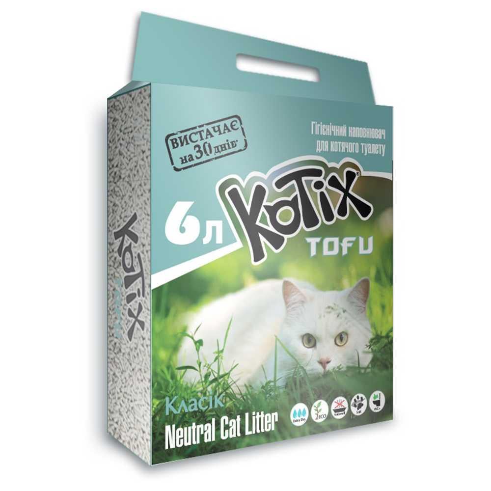 Наповнювач для котячого туалету Kotix Tofu Класичний без запаху 6 л (1253117146) - фото 1