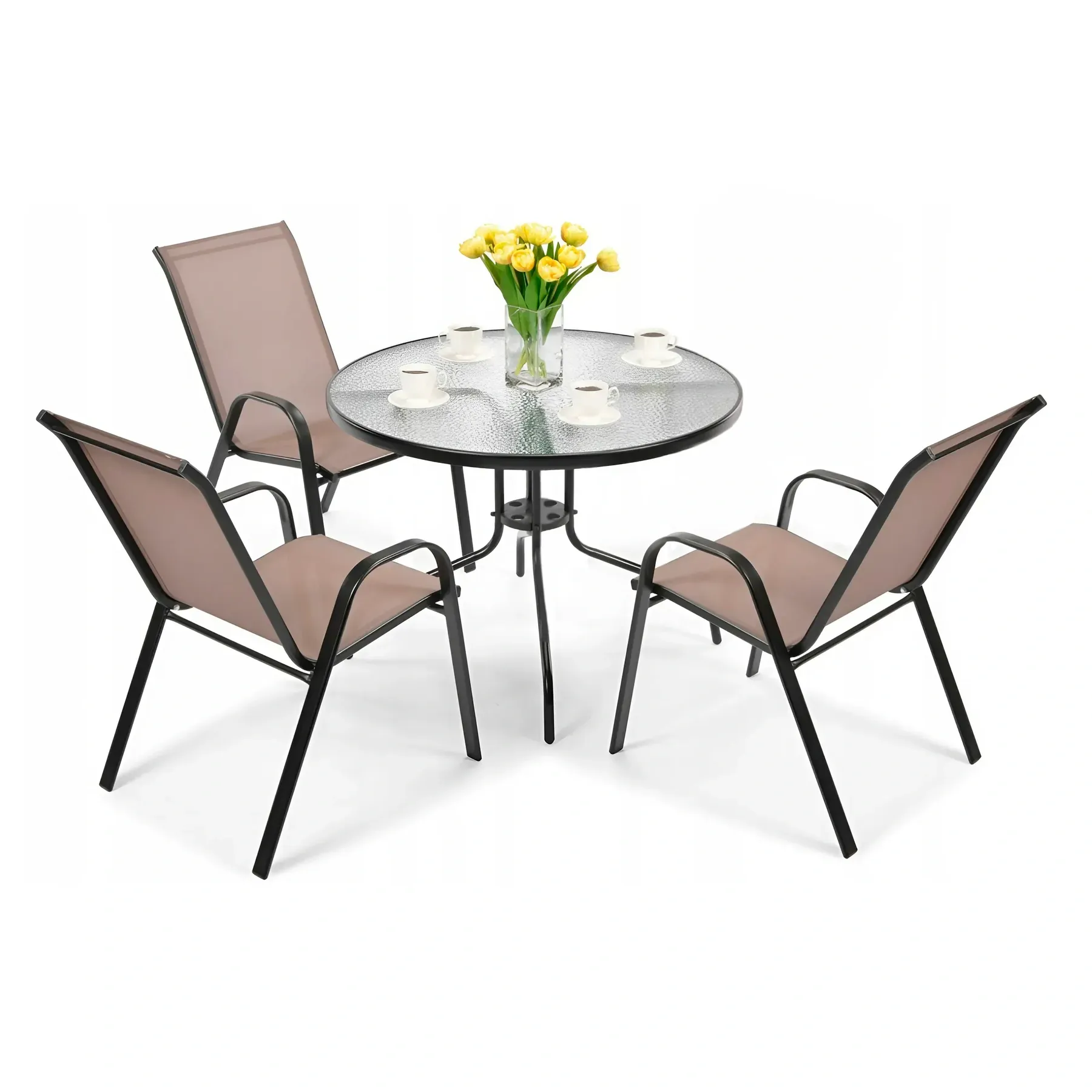 Комплект садовой мебели 4Points Arte-3 текстилен круглый стол 80 см/3 кресла Коричневый (DA-4PART3BR) Комплект садовой мебели 4Points Arte-3 текстилен круглый стол 80 см/3 кресла Коричневый (DA-4PART3BR)