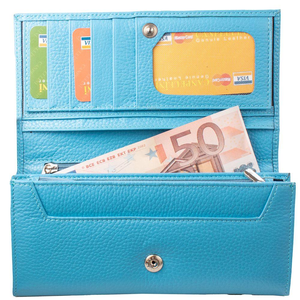 Гаманець жіночий шкіряний CANPELLINI 1226 Блакитний - фото 4 Гаманець жіночий шкіряний CANPELLINI 1226 Блакитний - фото 4