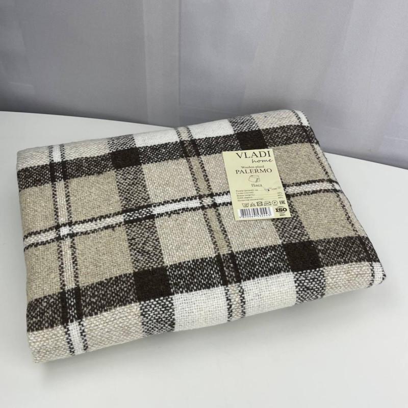 Плед шерстяной Vladi Palermo 140х200 см Коричневая клетка (ПЛ3151)
